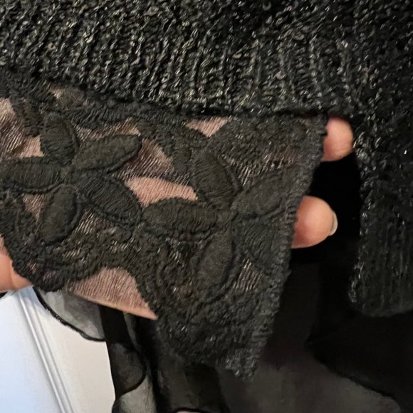 Mirumi-NWT-Long sleeve Sparkle Sweater-Sheer-Lace-Medium-Open Back-Long in back - Picture 7 of 14